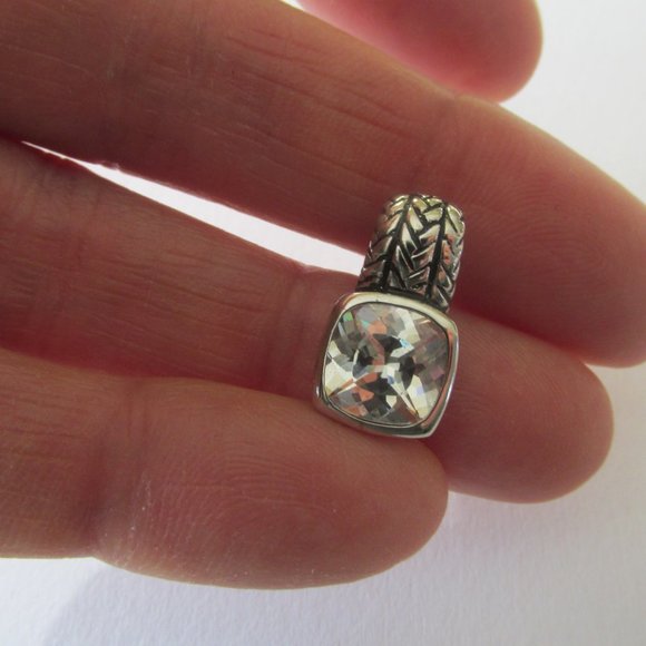 Natural Clear Quartz Cushion Pendant Sterling Silver - Picture 3 of 5